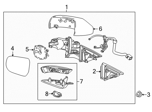 2014 Cadillac ATS Outside Mirrors Mirror Glass Diagram for 22835018