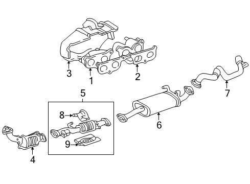 2000 Toyota 4Runner Exhaust Components Heat Shield Diagram for 17167-75100