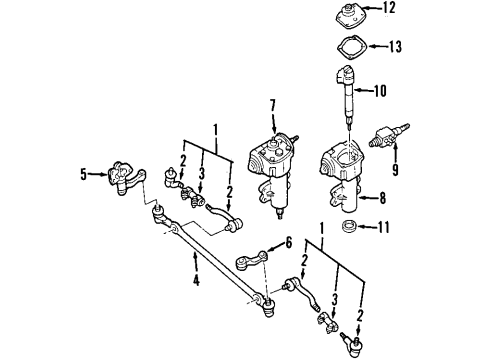 1998 Nissan Frontier Steering Column & Wheel, Steering Gear & Linkage, Housing & Components, Shaft & Internal Components, Shroud, Switches & Levers Gear Assy-Steering Diagram for 48010-93G10