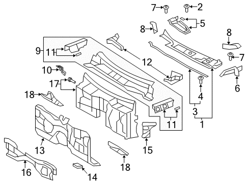 2014 Lexus LS460 Cowl Seal, Front Fender To C Diagram for 53867-50050