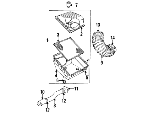 1994 Dodge Ram 2500 Air Intake Air Cooler Inlet Duct Right Diagram for 52027987