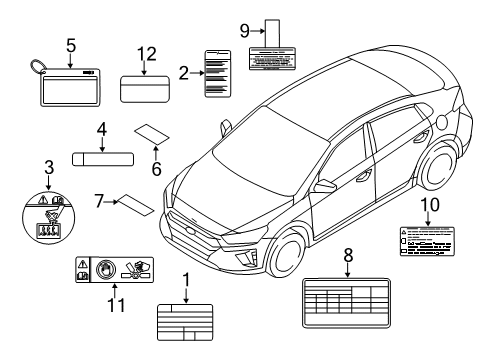 2019 Hyundai Ioniq Information Labels Label-Battery Module Caution Diagram for 37519-4R000