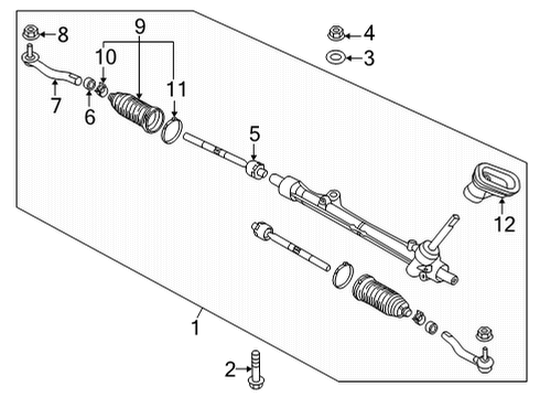 2022 Nissan Versa Steering Gear & Linkage Cover Assy-Hole Diagram for 48950-5RB0A