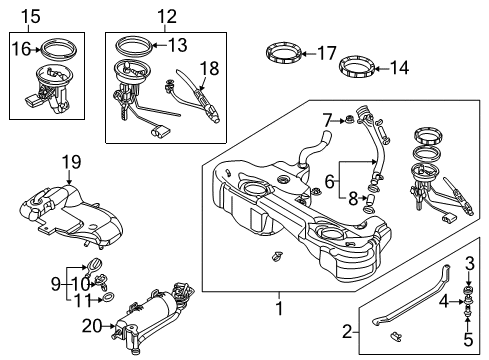 2002 BMW 325i Fuel Supply Activated Charcoal Filter Diagram for 16131183906