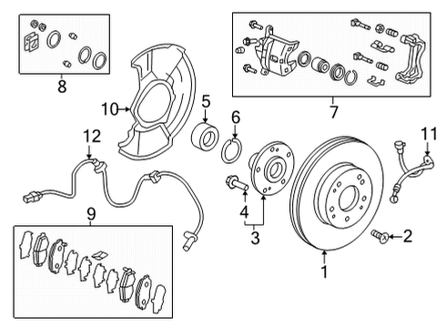 2022 Honda Civic Front Brakes SENSOR ASSY-, R- FR Diagram for 57450-T20-A01