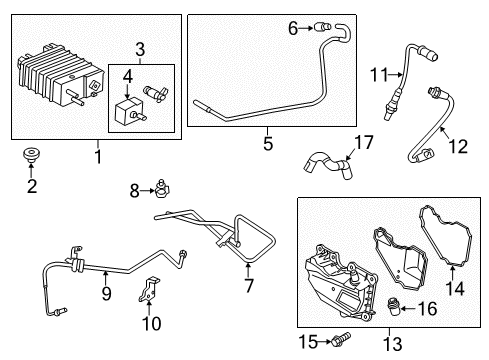 2017 Ford Fiesta Emission Components Vapor Canister Retainer Nut Diagram for -W717991-S450B