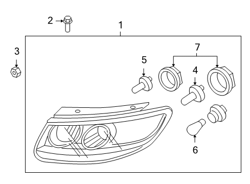 2012 Hyundai Santa Fe Headlamps Headlamp Assembly, Right Diagram for 92102-0W500