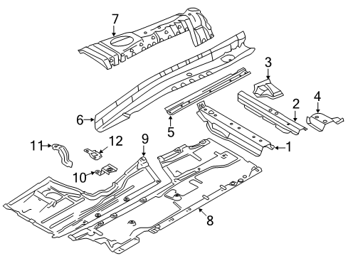 2019 BMW 340i GT xDrive Floor Bracket Underfloor Panelling, Left Diagram for 51757365567