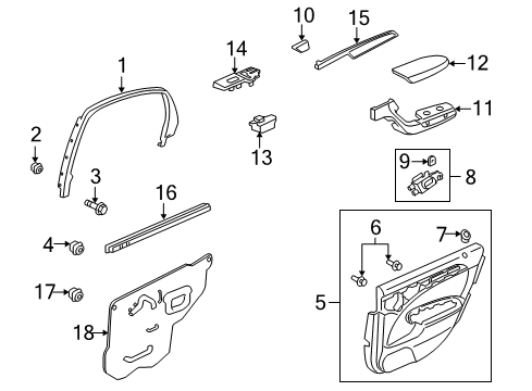 2004 Acura TL Rear Door Panel, Driver Side Switch (Graphite Black) Diagram for 83760-SEP-A01ZA