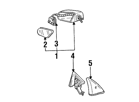 1997 Pontiac Firebird Mirrors Mirror Asm-Outside Rear View Diagram for 10279409