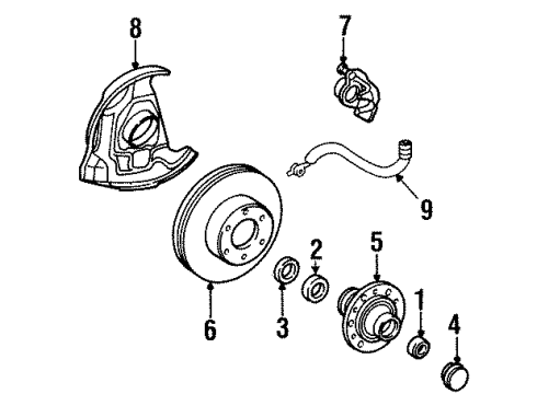 1989 Toyota Pickup Front Brakes Disc Brake Dust Cover Front Left Diagram for 47782-35080