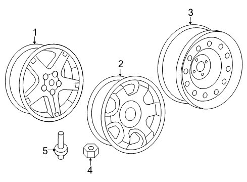 2009 Dodge Durango Wheels, Covers & Trim Steel Wheel Diagram for 52000430AB