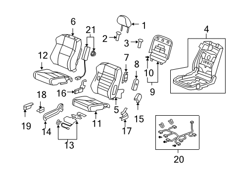 2008 Acura RDX Front Seat Components Cover, Passenger Side Reclining (Inner) (Graphite Black) Diagram for 81248-STK-A01ZA