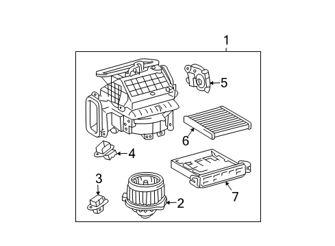 2007 Toyota Solara Blower Motor & Fan Blower Assembly Diagram for 87130-06250