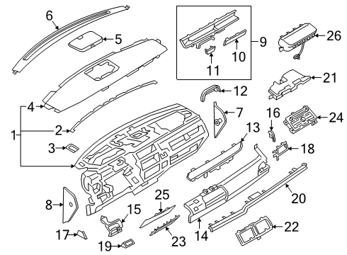 2018 Lincoln Navigator Instrument Panel Outer Panel Diagram for JL7Z-7804339-AA