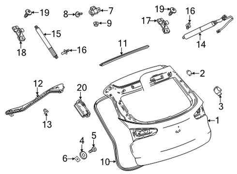 2020 Buick Encore GX Lift Gate Lift Cylinder Bolt Diagram for 11609813