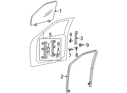 2003 Ford Explorer Front Door Rear Channel Diagram for 5L2Z-78222A01-AA