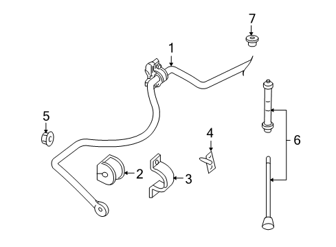 2009 Ford Explorer Sport Trac Stabilizer Bar & Components - Rear Stabilizer Bar Bolt Diagram for -W711295-S439