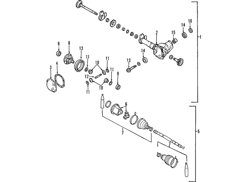 1997 Infiniti QX4 Front Axle, Axle Shafts & Joints, Differential, Drive Axles, Propeller Shaft Propeller Shaft Assy-Front Diagram for 37200-1W300