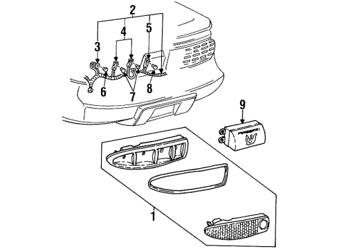 1998 Pontiac Firebird Combination Lamps Lamp Asm-Tail Diagram for 10431949