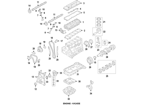 1995 Nissan Altima Engine Parts, Mounts, Cylinder Head & Valves, Camshaft & Timing, Oil Pan, Oil Pump, Crankshaft & Bearings, Pistons, Rings & Bearings Engine Valve Cover Gasket Diagram for 13270-1E411