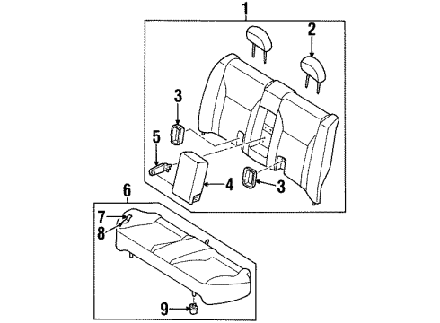 1995 Infiniti G20 Rear Seat Components Cushion Assy-Rear Seat Diagram for 88300-0J260