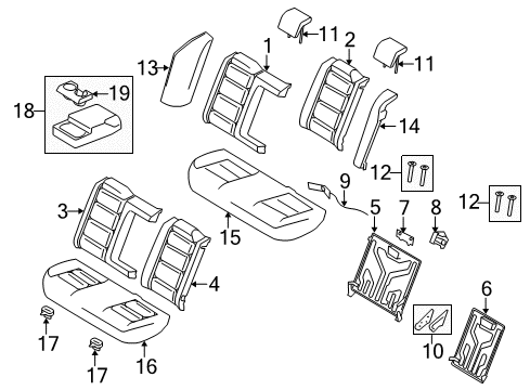 2008 Mercury Sable Rear Seat Components Armrest Assembly Diagram for 8G1Z-5467112-BA