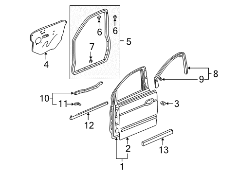 2001 Acura MDX Front Door Weatherstrip, Front (Lower) Diagram for 72326-S0X-A01