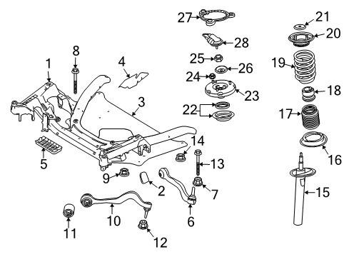 2008 BMW M6 Front Suspension Components, Lower Control Arm, Ride Control, Stabilizer Bar Repair Kit, Trailing Link, Right Diagram for 31102348048