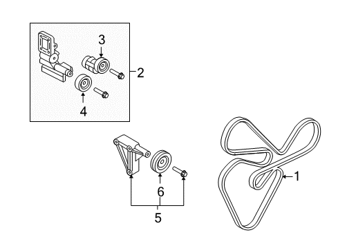 2010 Kia Rondo Belts & Pulleys V-Ribbed Belt Diagram for 252123E001