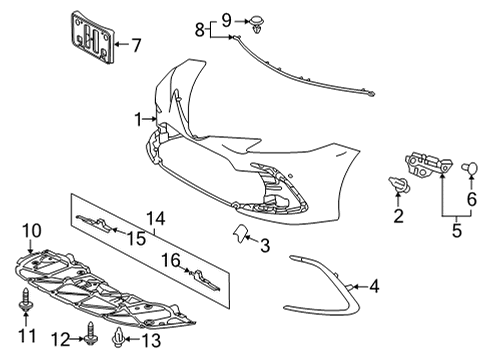 2021 Toyota Camry Bumper & Components - Front Bumper Cover Pad Diagram for 52421-06010