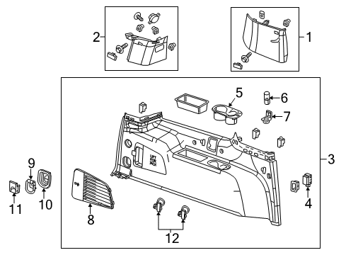 2017 Chevrolet Suburban Interior Trim - Quarter Panels Upper Pillar Trim Diagram for 23229793