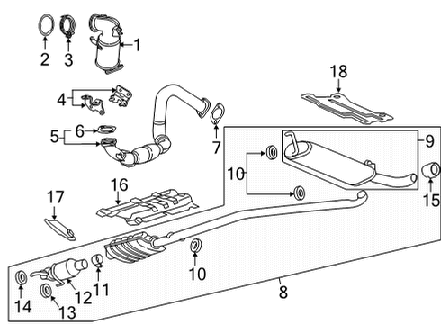 2021 Chevrolet Trax Exhaust Components Muffler & Pipe Diagram for 42444599