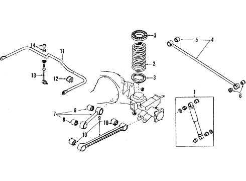 1988 Nissan Pathfinder Rear Suspension Components, Lower Control Arm, Upper Control Arm, Stabilizer Bar Washer Diagram for 55746-V0100