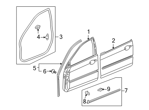 2005 Acura RL Front Door Sub-Seal, Right Front Door (Lower) Diagram for 72328-SJA-A01