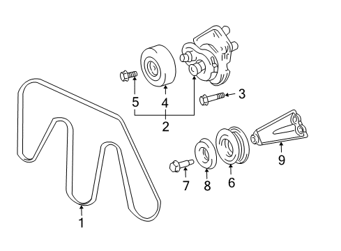 2007 Lexus GS430 Belts & Pulleys Bracket Sub-Assy, Idler Pulley, No.1 Diagram for 16607-50010