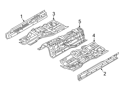 2017 Infiniti Q70L Pillars, Rocker & Floor - Floor & Rails Floor-Front, LH Diagram for G4321-1PMMA