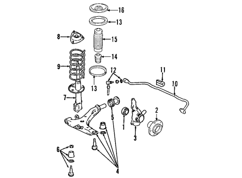 2005 Hyundai Santa Fe Front Suspension Components, Lower Control Arm, Stabilizer Bar Insulator Assembly-Strut Diagram for 54610-26000