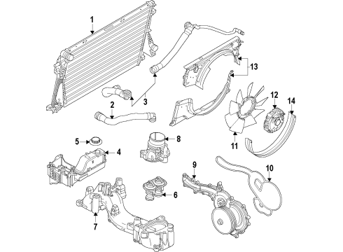 2014 Ford F-350 Super Duty Cooling System, Radiator, Water Pump, Cooling Fan Fan Clutch Diagram for BC3Z-8A616-D