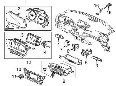 2014 Acura ILX Ignition Lock Control Assembly, Automatic Air Conditioner (Premium Black Metallic) Diagram for 79607-TX8-A41ZA