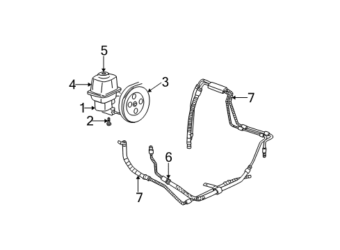 2003 Chevrolet Trailblazer EXT P/S Pump & Hoses Power Steering Pump Diagram for 15752311