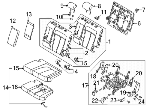 2022 Hyundai Ioniq 5 Rear Seat Components PAD ASSY-REAR SEAT CUSHION, LH Diagram for 89150-GI000