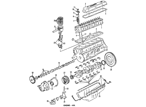 1991 Ford F-150 Engine & Trans Mounting Valve Cover Gasket Diagram for E9TZ-6584-B