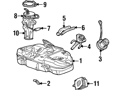 2002 Lincoln Continental Fuel System Components Filler Pipe Diagram for 2F3Z-9034-A