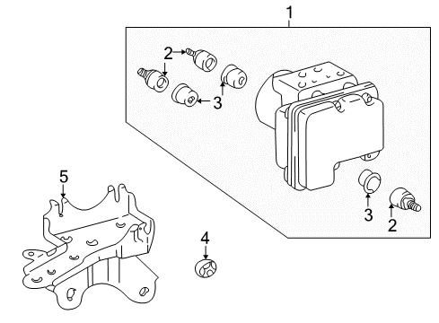 2005 Toyota Echo Anti-Lock Brakes Actuator Assembly Stud Diagram for 44578-52010