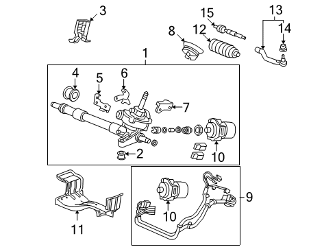 2006 Honda Civic Steering Gear & Linkage Grommet, Steering Diagram for 53502-SNB-J00