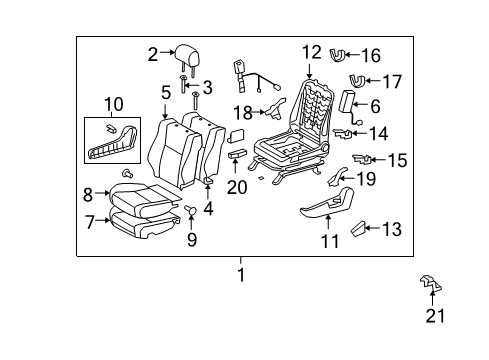 2009 Toyota Tundra Driver Seat Components Seat Cushion Pad Diagram for 71512-0C040