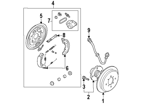 2008 Hyundai Elantra Rear Brakes Plate Assembly-Rear Brake Back, LH Diagram for 58251-2H300