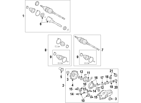 2008 Lexus LS600h Front Axle, Axle Shafts & Joints, Differential, Drive Axles, Propeller Shaft Boot Kit, Front Drive Shaft, In & Outboard, RH Diagram for 04427-50020