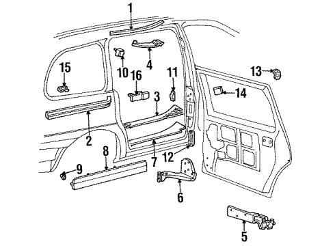 1995 Ford Windstar Door Hardware Door Check Diagram for F58Z16250A02A